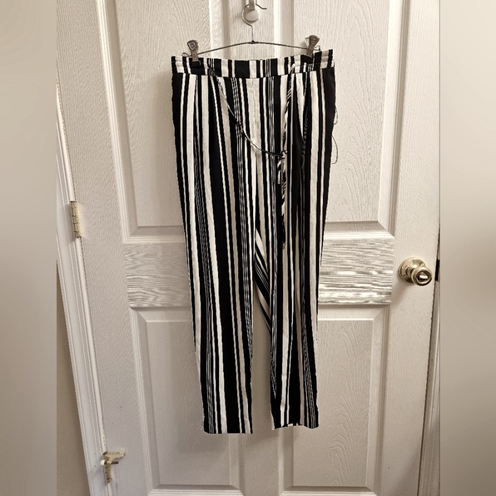 Zara Dress Jogger Pant Blue White Striped